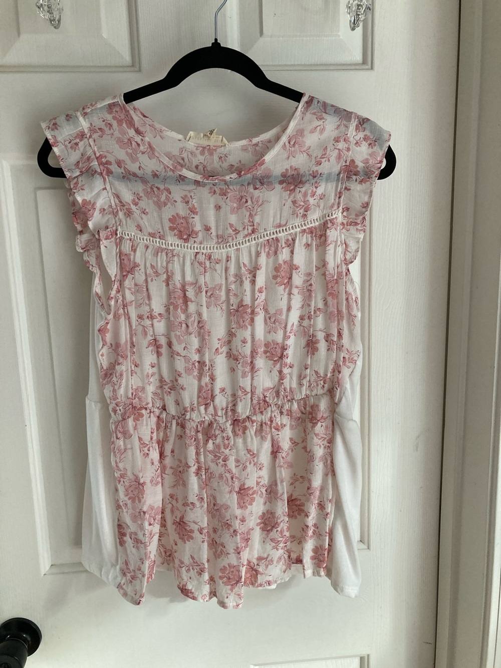 Floral Pink Ruffle Sleeve Peplum Blouse